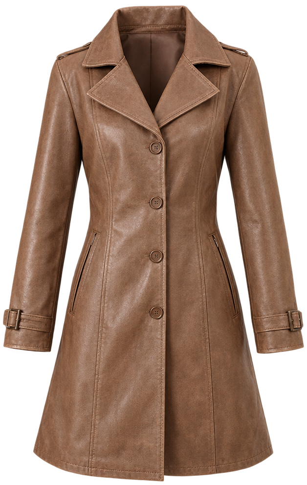 Women’s Brown Leather Trench Coat